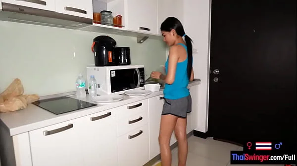 Tiny Thai amateur teen girlfriend Namtam homemade dinner and fucked