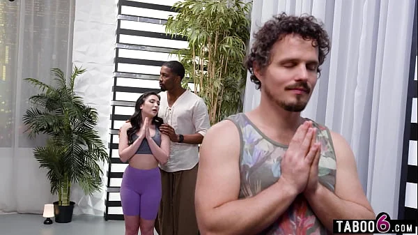 Yoga session had them fucking during the lesson from the black yogi