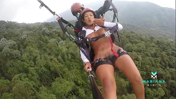 The number one ebony actress from Colombia Mariana Martix goes paragliding masturbating naked